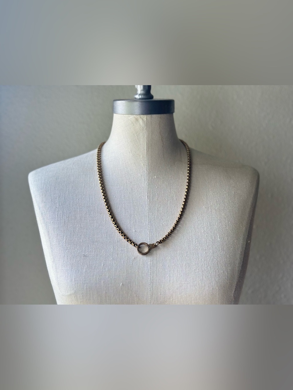 Air & Anchor Stainless Steel Brass Tone Box Chain Handcuff Toggle Necklace 24"
